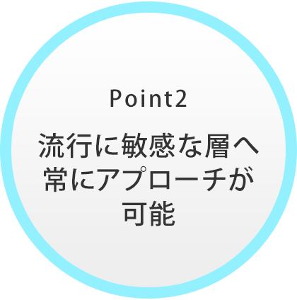 流行に敏感な層へアプローチ